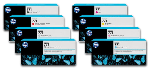 New, Pre-Owned - HP 771A Black and Color Standard Yield Ink Cartridge (8 Pack)