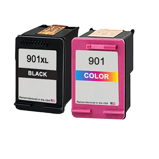U.S. Remanufactured for HP 901XL Black / 901 Tri-Color Combo Pack Ink Cartridges