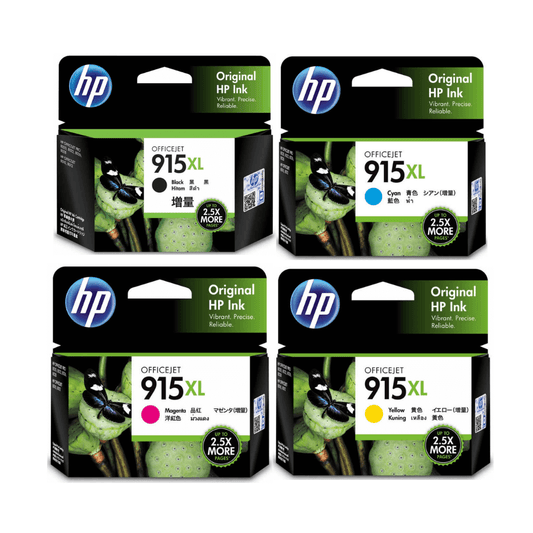 New, Pre-Owned - HP 915XL Black, Cyan, Magenta, Yellow (4 Pack) Ink Cartridges