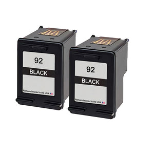 U.S. Remanufactured for HP 92 (C9362WN) Black Twin Pack Ink Cartridges