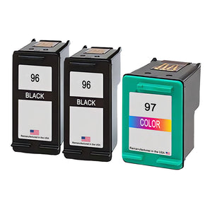 U.S. Remanufactured for HP 96 2 Black / 97 1 Color 3-Pack Ink Cartridges