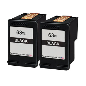 U.S. Remanufactured for HP 63XL (F6U64AN) Black Twin Pack Ink Cartridges