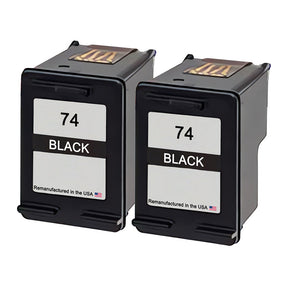 U.S. Remanufactured for HP 74 (CB335WN) Black Twin Pack Ink Cartridges