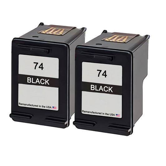 U.S. Remanufactured for HP 74 (CB335WN) Black Twin Pack Ink Cartridges