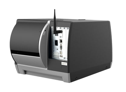 Honeywell PM65A industrial label printer, rear view showing interface ports