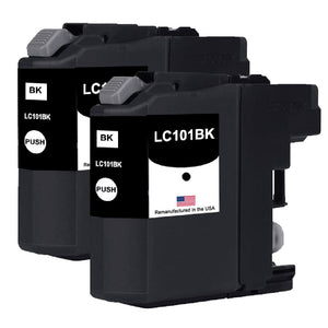 U.S. Remanufactured for Brother LC101BK Black Twin Pack Ink Cartridge
