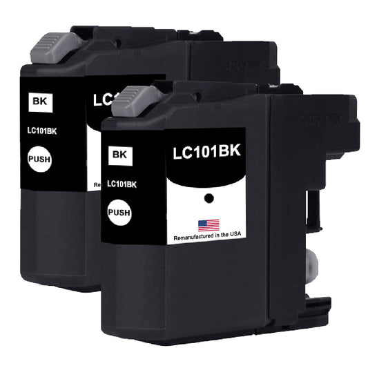 U.S. Remanufactured for Brother LC101BK Black Twin Pack Ink Cartridge