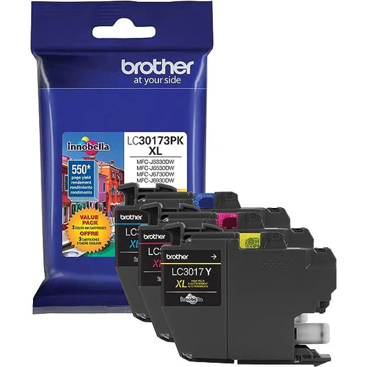 New, Pre-Owned - Brother LC3017XL Cyan, Magenta, Yellow Ink Cartridge, 3-Pack