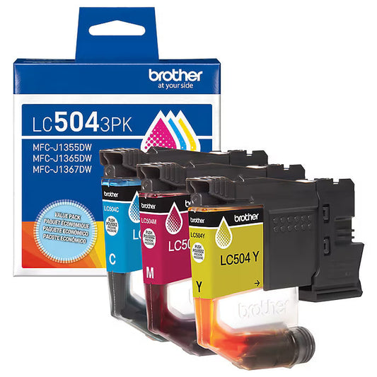 New, Pre-Owned - Brother LC504XL High Yield Multi-Color (CMY) Ink Cartridge,3-Pack