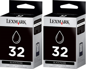 New, Pre-Owned - Lexmark (18C0533) NO.32  Ink Cartridges (Black, 2-Pack)