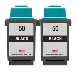 U.S. Remanufactured for Lexmark #50 17G0050 Black Ink Cartridge Twin Pack