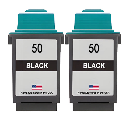 U.S. Remanufactured for Lexmark #50 17G0050 Black Ink Cartridge Twin Pack