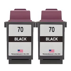 U.S. Remanufactured for Lexmark #70 12A1970 Black Ink Cartridge Twin Pack
