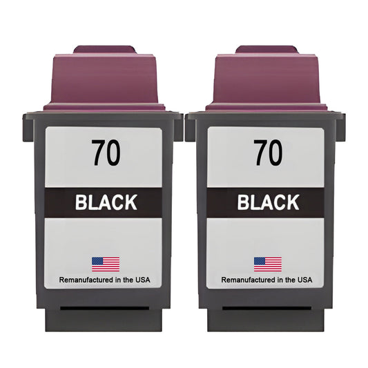 U.S. Remanufactured for Lexmark #70 12A1970 Black Ink Cartridge Twin Pack