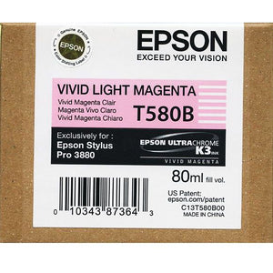 New, Pre-Owned - Epson T580B 80ML UltraChrome K3 Vivid Light Magenta Inkjet Cartridge