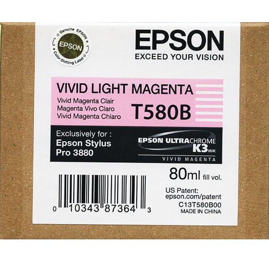 New, Pre-Owned - Epson T580B 80ML UltraChrome K3 Vivid Light Magenta Inkjet Cartridge