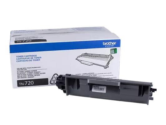 New, Pre-Owned - Brother TN720 Black Laser Toner Cartridge, TN-720