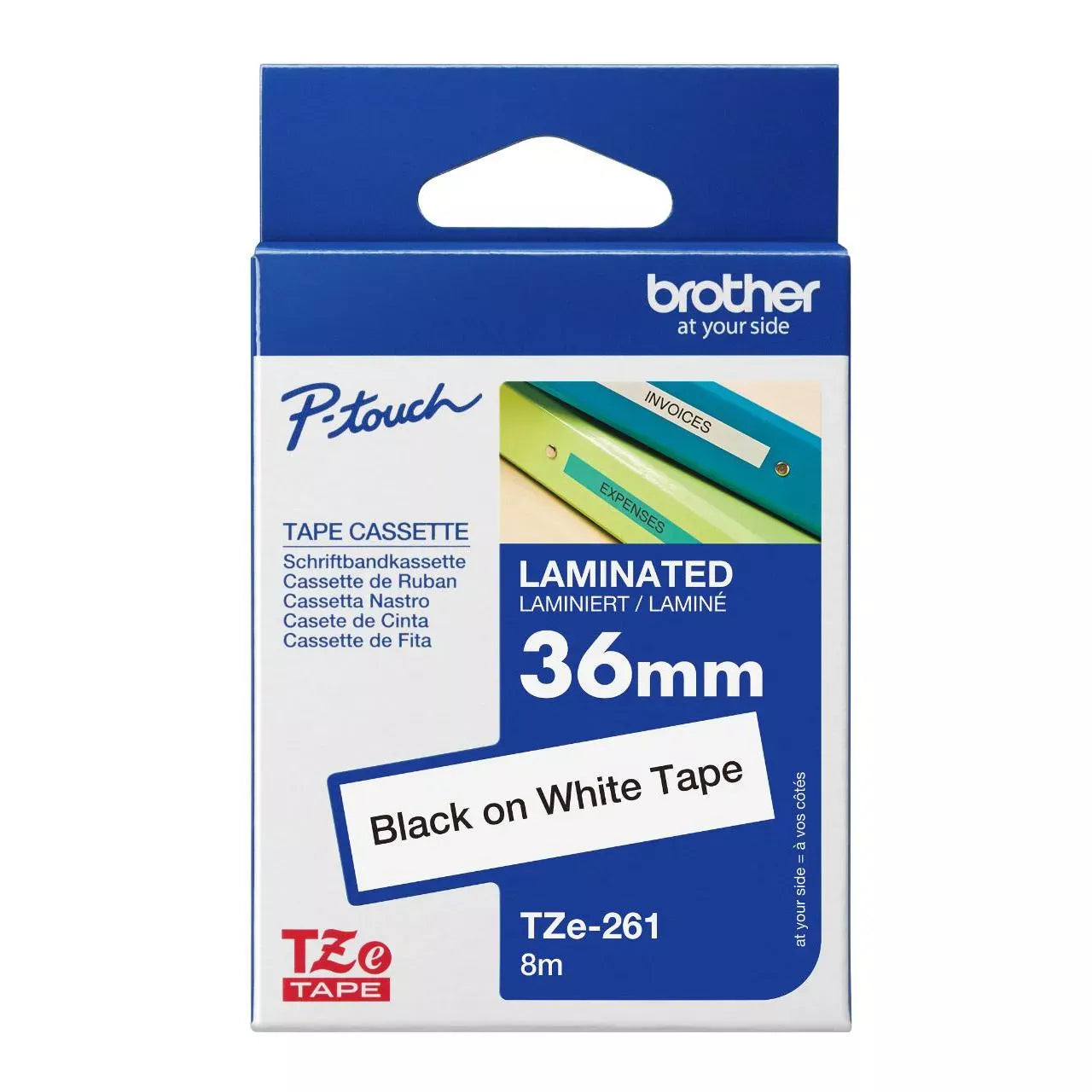 New, Pre-owned, Genuine Brother TZe-261 Labelling Tape Cassette – Black on White, 36mm wide