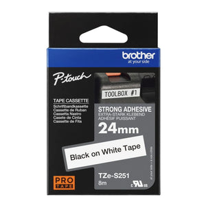 New, Pre-owned, Genuine Brother TZe-S251 Black on White Laminating Tape Width 0.9 inches (24 mm)