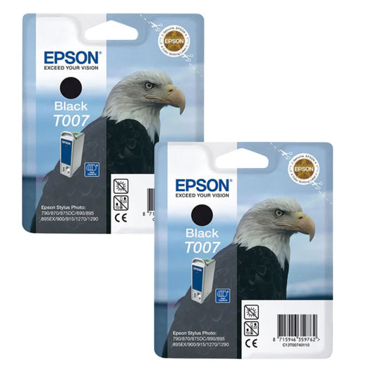 New, Pre-Owned -  - 2 Pack Epson T007 Black Ink Cartridges