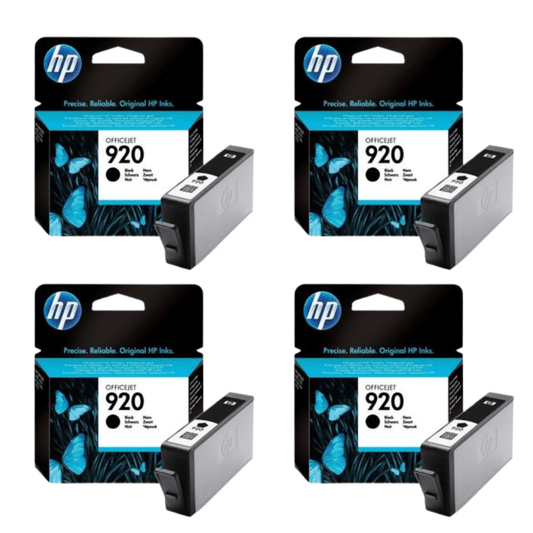 New, Pre-Owned - HP 920 (CD971AN) Black Ink Cartridges 4 Pack