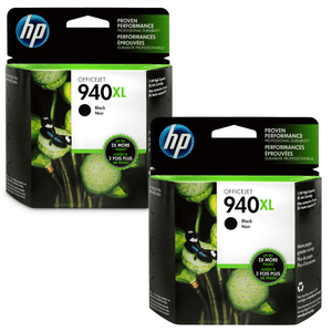 New, Pre-Owned - HP 940XL (C4906AN)  Black High Yield Ink Cartridge 2 Pack