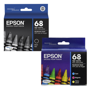 New, Pre-Owned - Epson 68 Black, Cyan, Magenta, Yellow Ink Cartridges