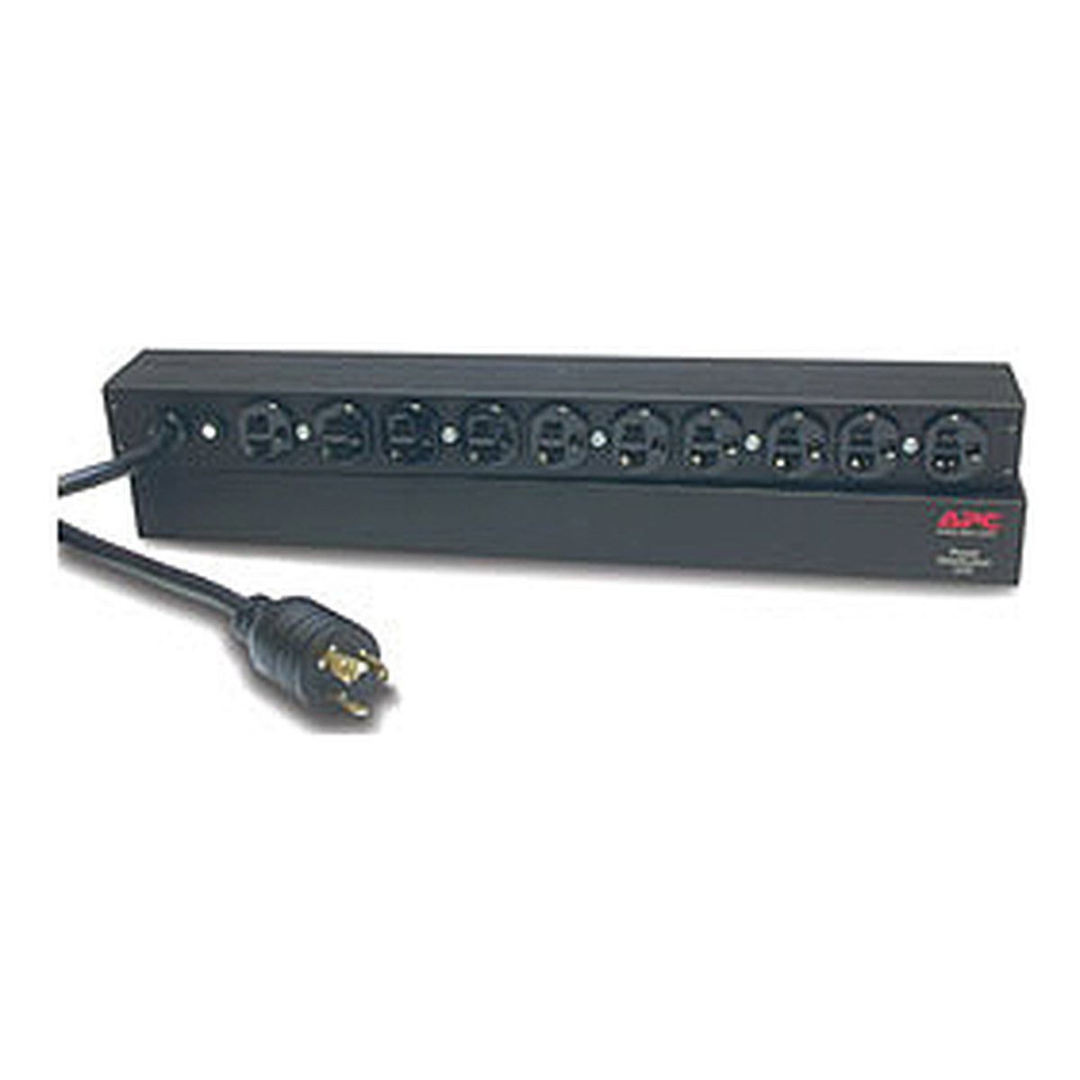 APC NetShelter Basic Rack PDU 1U 20A 120V 10 5-20R Outlets, front left view