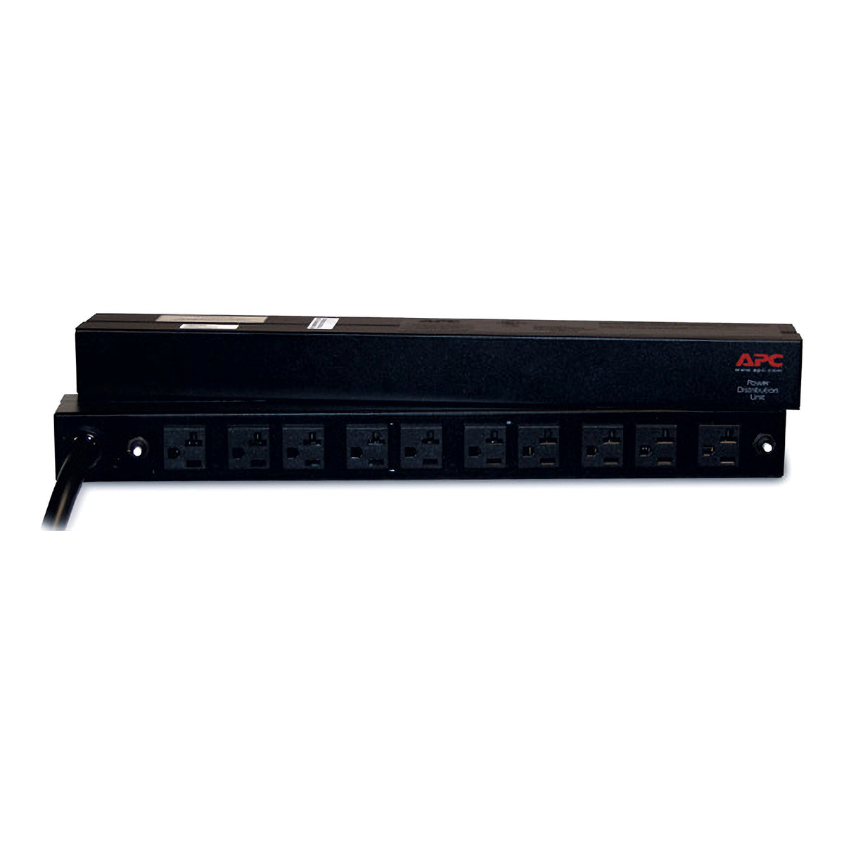 APC NetShelter Basic Rack PDU 1U 30A 120V 10 5-20R Outlets, shown rack mounted