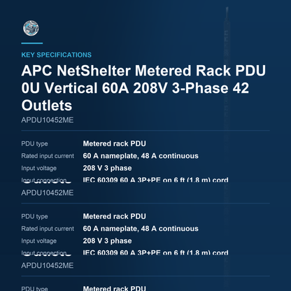 APC NetShelter Metered Rack PDU APDU10452ME key specifications
