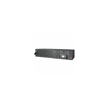 APC NetShelter Metered Rack PDU 2U 30A 208V 12 C13 and 4 C19 Outlets, outlet face showing the C13 and C19 receptacles and the metering display