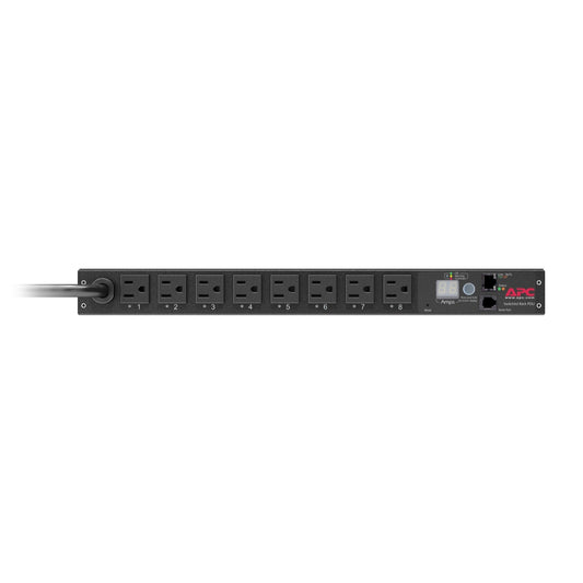 APC NetShelter Switched Rack PDU 1U 15A 120V 8 5-15R Outlets, front three-quarter view