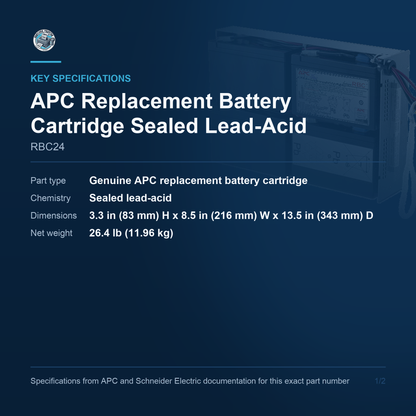 APC Replacement Battery Cartridge Sealed Lead-Acid RBC24 key specifications