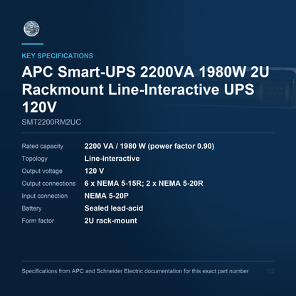 APC Smart-UPS SMT2200RM2UC key specifications