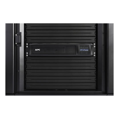 APC Smart-UPS SMT2200RM2UC installed in a NetShelter rack, front view
