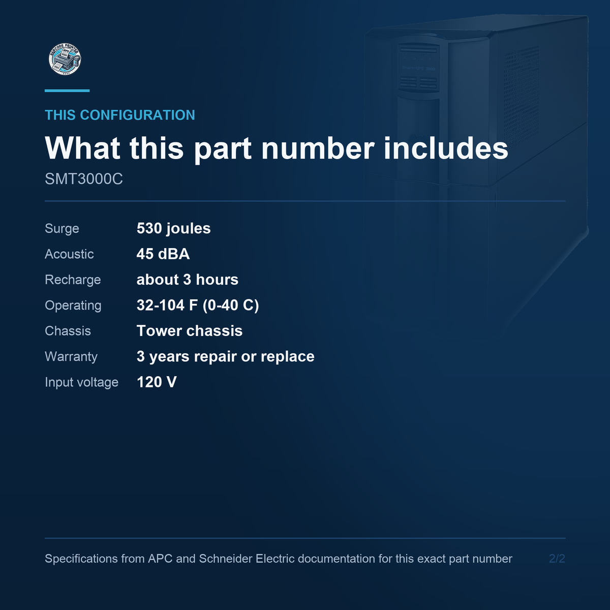 APC Smart-UPS SMT3000C configuration and what ships
