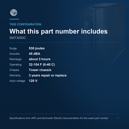 APC Smart-UPS SMT3000C configuration and what ships