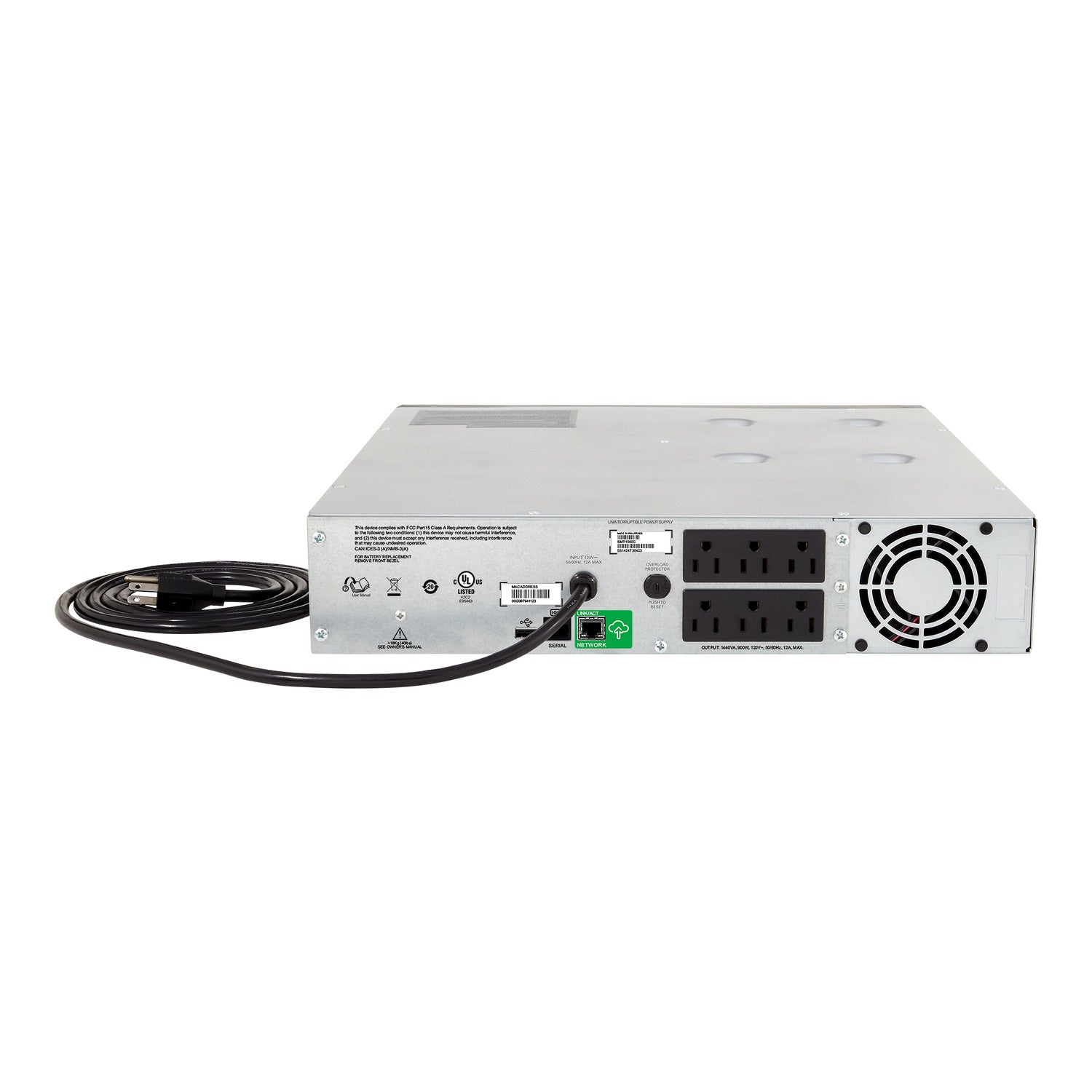 APC Smart-UPS C 1440VA 900W 2U Rackmount Line-Interactive UPS, rear view