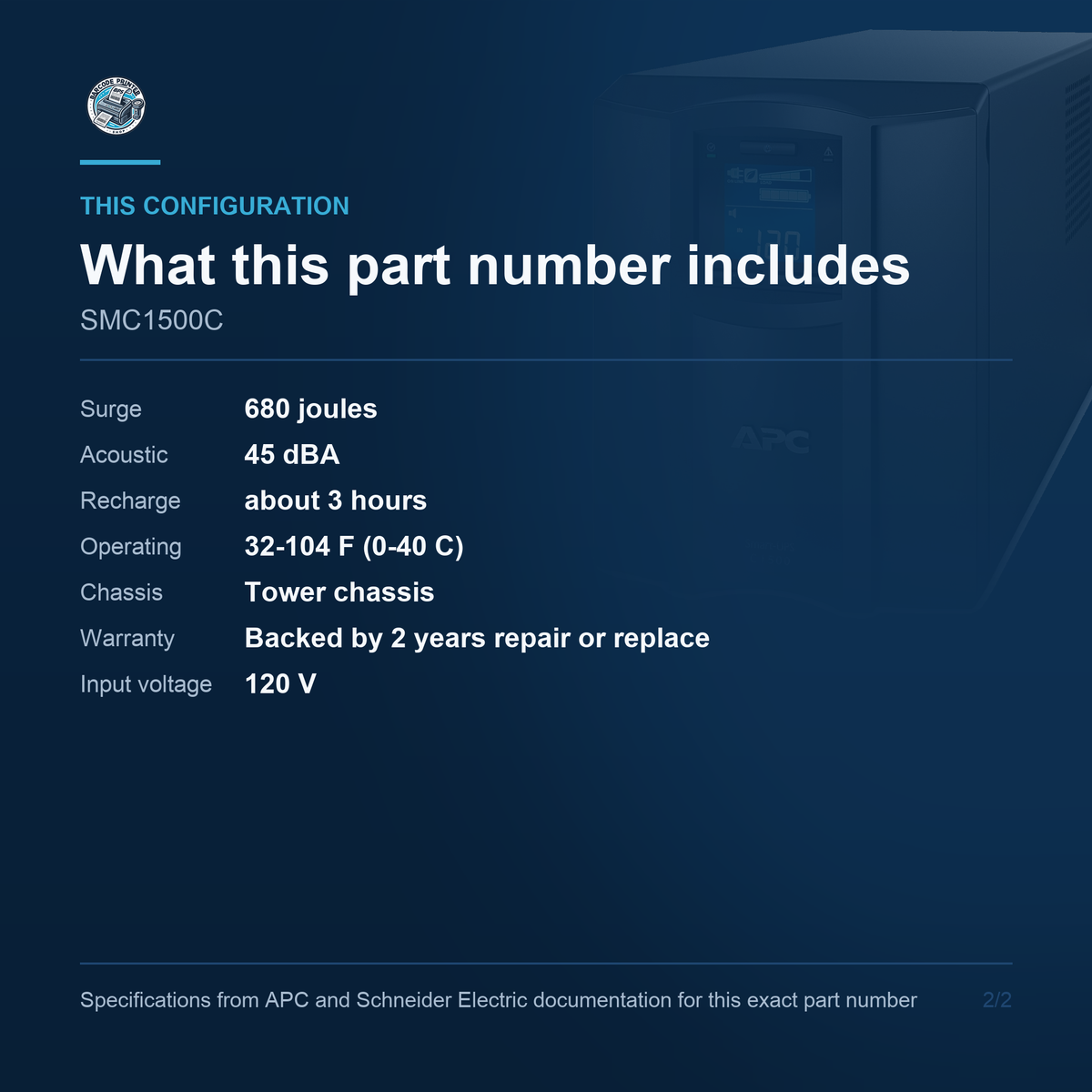APC Smart-UPS C SMC1500C configuration and what ships