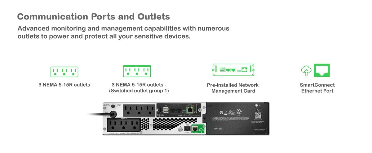 APC Smart-UPS 锂离子 1000VA RM 120V 带 AP9641 SMTL1000RM2UCNC