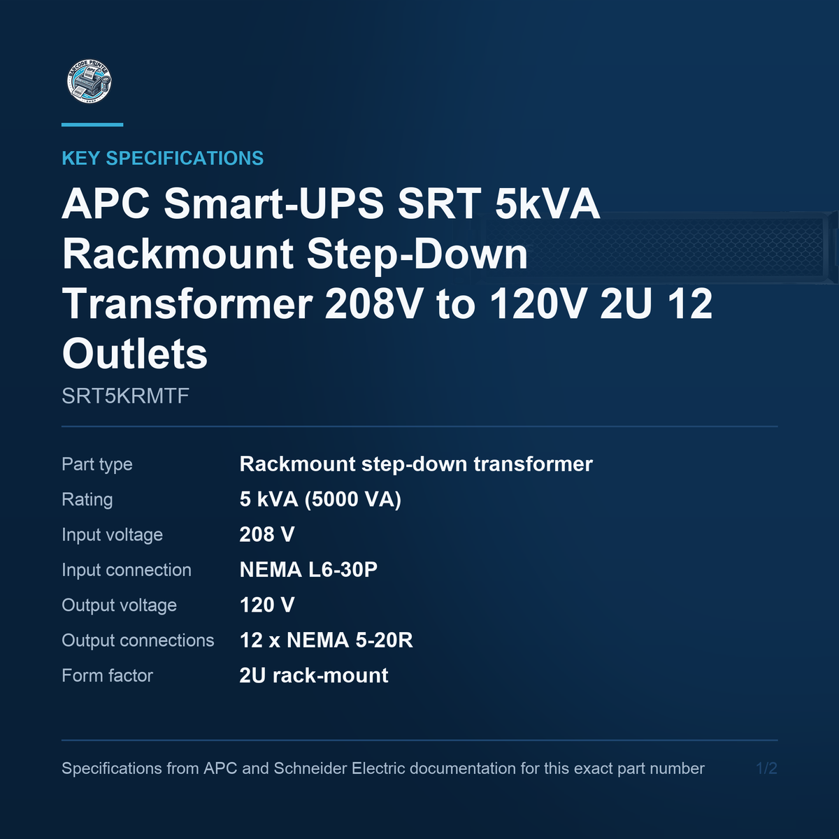 APC Smart-UPS SRT SRT5KRMTF key specifications