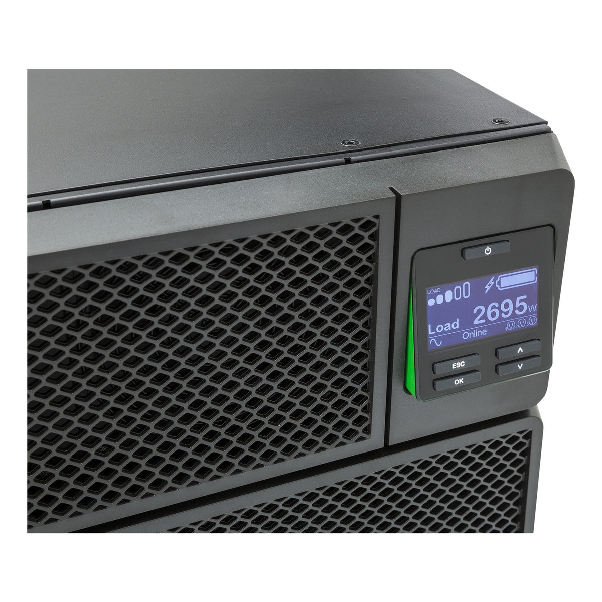 APC Smart-UPS SRT SRT8KRMXLT30, close view of the front LCD status display