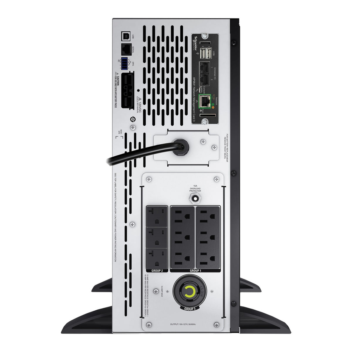 APC Smart-UPS X SMX2000LVNC in tower orientation, rear view of the outlet panel