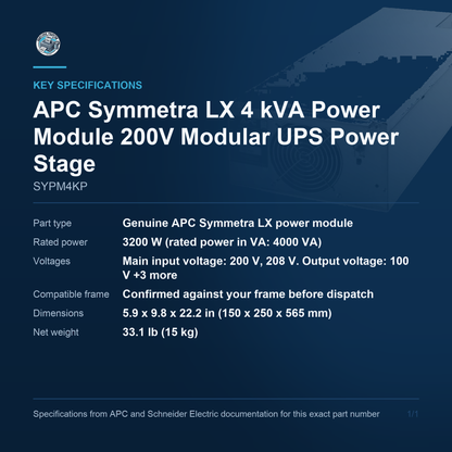 APC Symmetra LX SYPM4KP key specifications