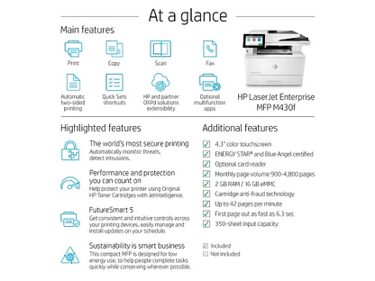 HP LaserJet Enterprise M430f Multifunction 42 ppm Printer 3PZ55A#BGJ