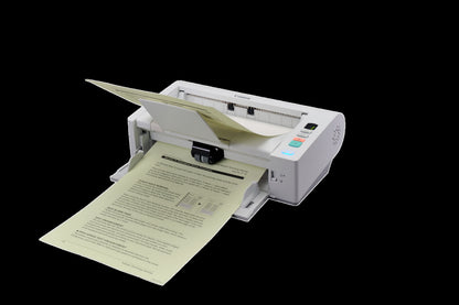 Canon imageFORMULA DR-M140 scanning a document through the straight paper path