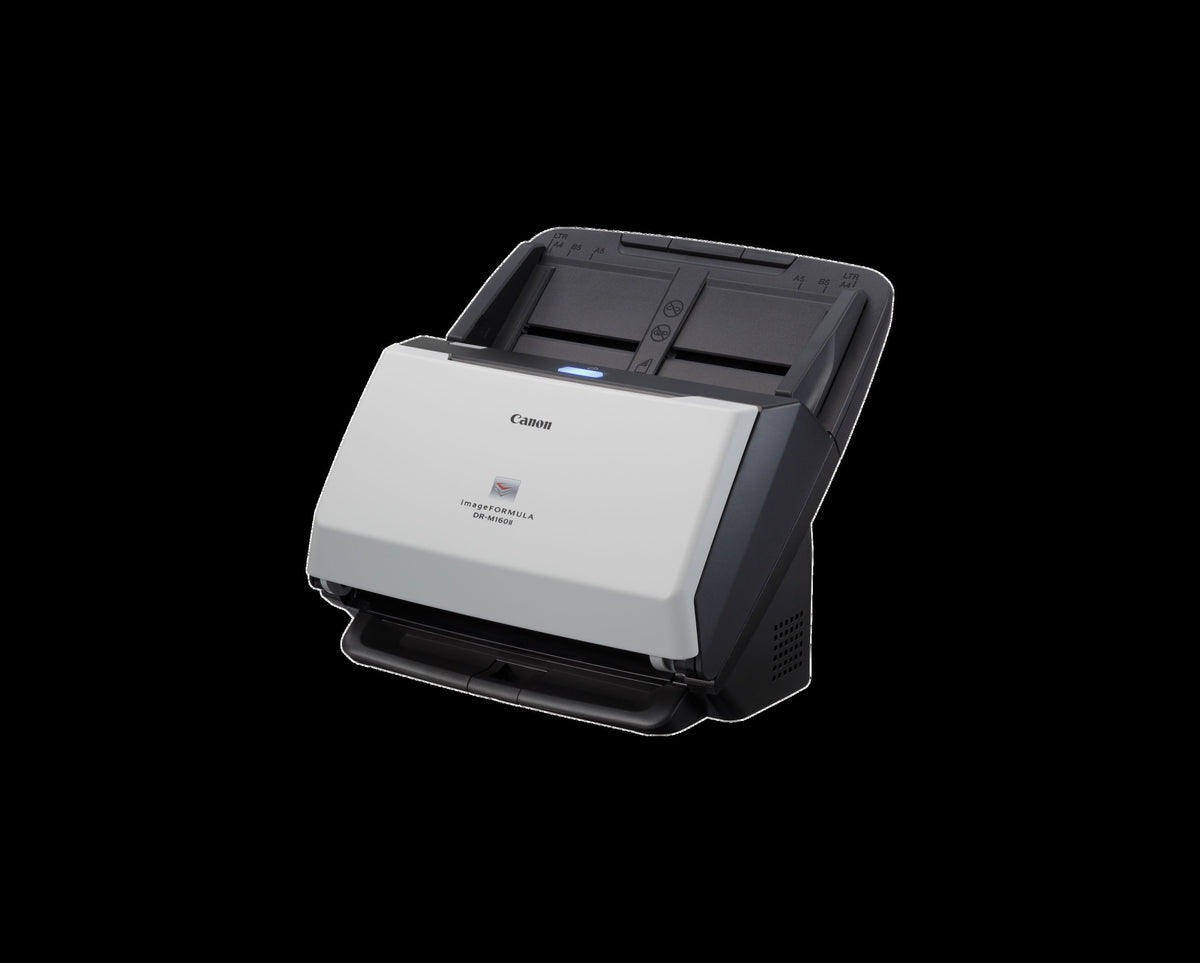 Canon imageFORMULA DR-M160II document scanner viewed from the front left