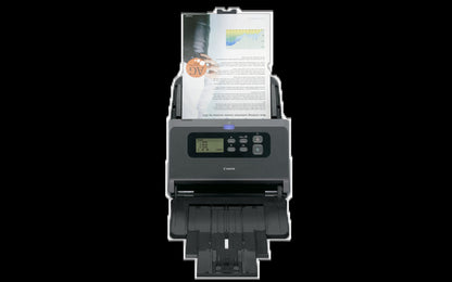 Canon imageFORMULA DR-M260 scanning a stack of documents from the feed tray