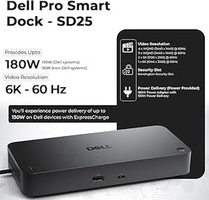 Dell Pro Smart Dock SD25 USB-C Docking Station Remote Management 2.5GbE 180W AC Adapter with 130W Power Delivery DELL-SD25