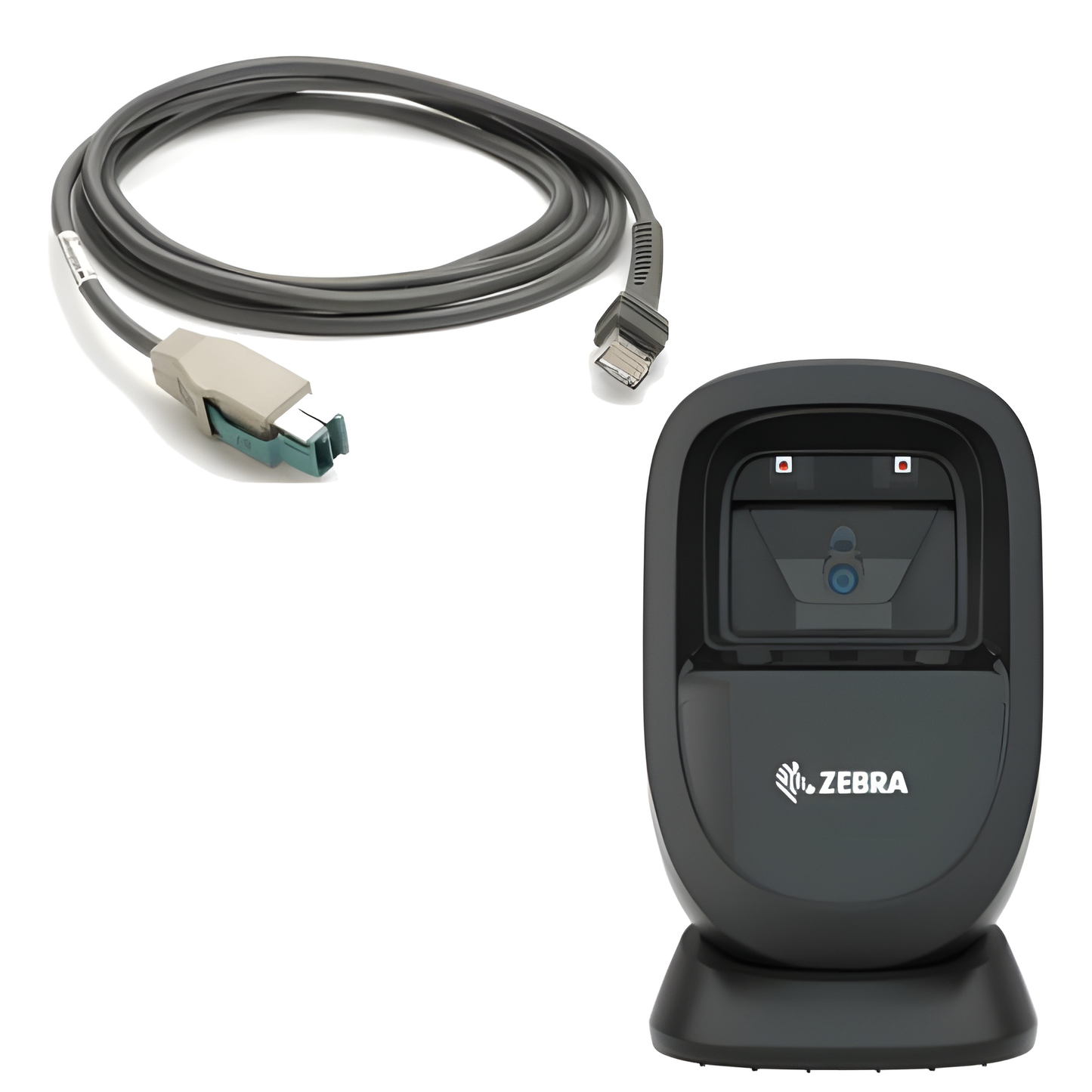 Zebra DS9308-SR presentation barcode scanner in Midnight Black, alternate angle